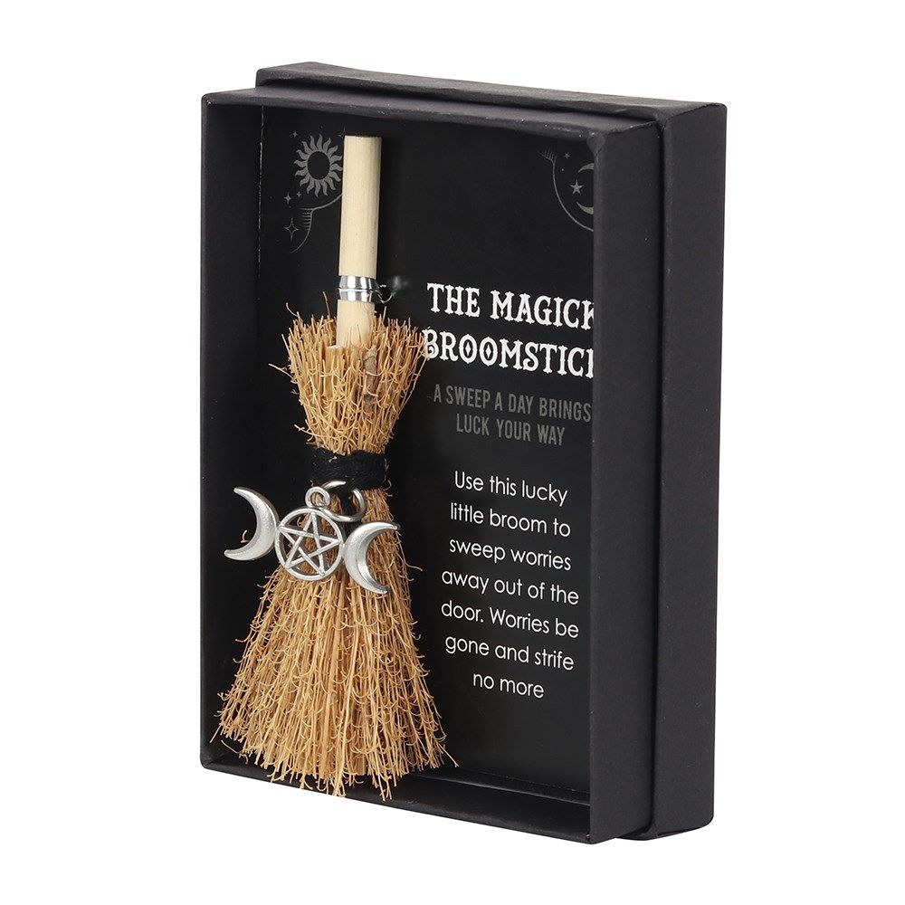 Something Different - Triple Moon Mini Magick Broomstick Ornament - Bruin/Zwart